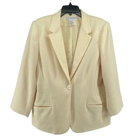 Sag Harbor Petite Women’s Cream Wool Blazer Jacket H62070JC Single Button 16P - Picture 1 of 14